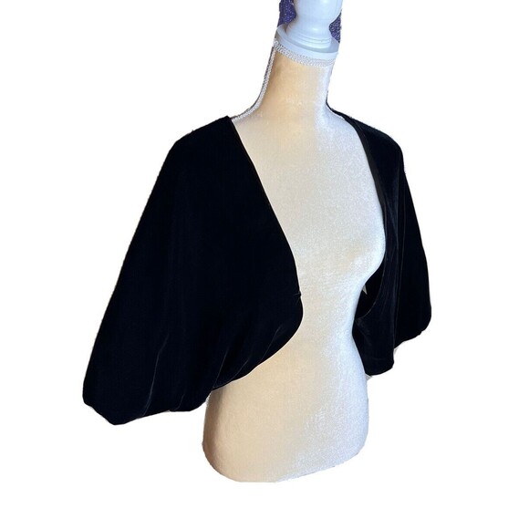 Vintage Giorgio Armani Black Velvet Bolero Shrug Satin Liner W/Studded Signature - Picture 2 of 11
